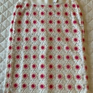NWT J.CREW Pencil Skirt in Pink Floral Crochet